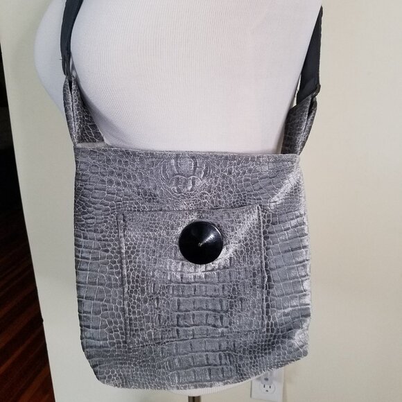 Grey bag with black button hand made from - Etsy InnerCreativeChild NWOT - Picture 3 of 5